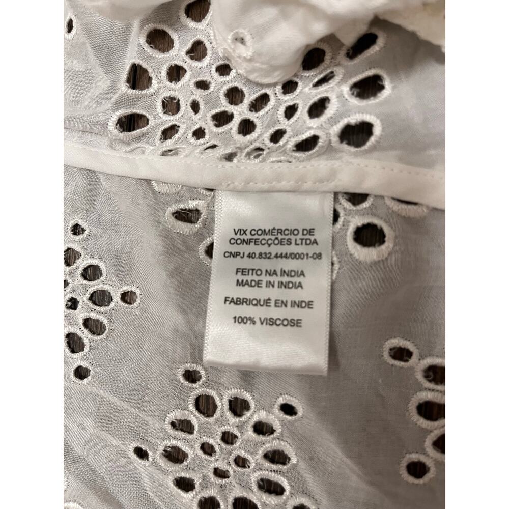 NWT ViX Paula Hermanny Perola White Eyelet Boho Swim Cover Up Mini Dress XS $248 - Picture 6 of 10
